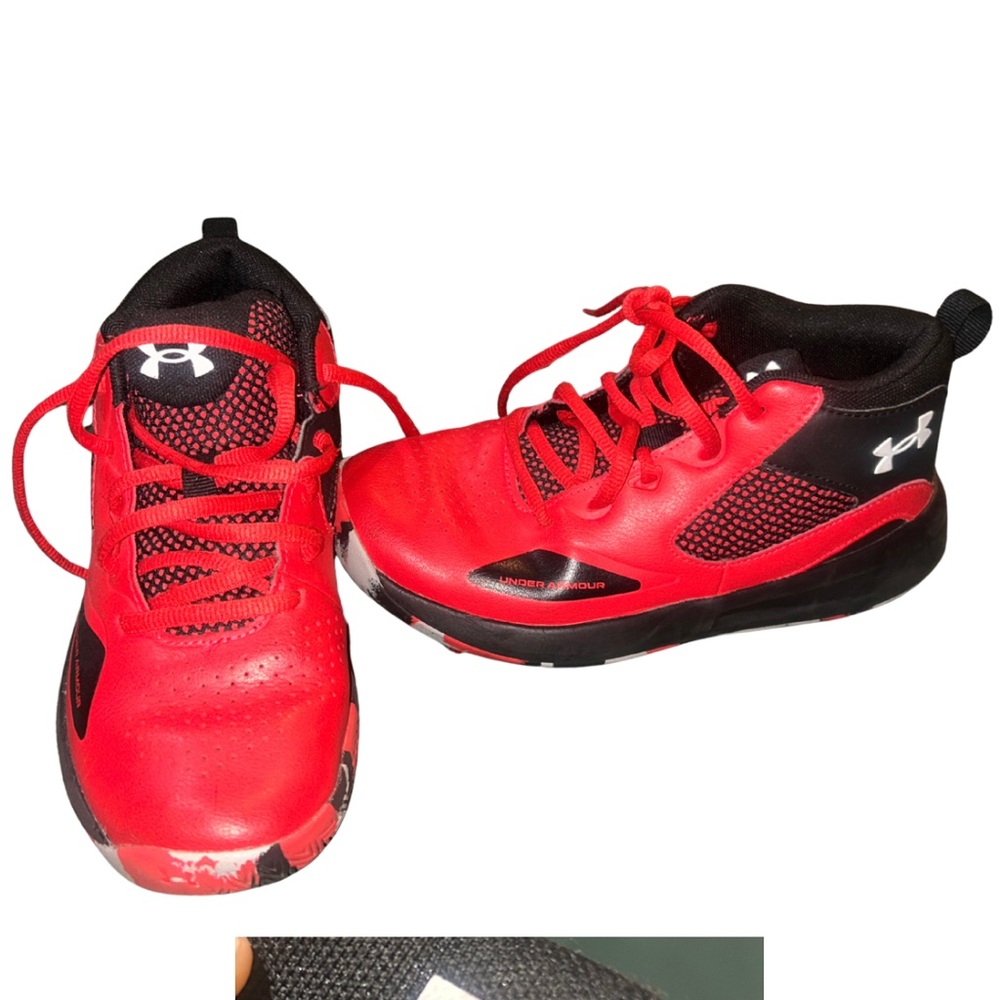 Under Armour Kids Red and Black Athletic Sneakers
